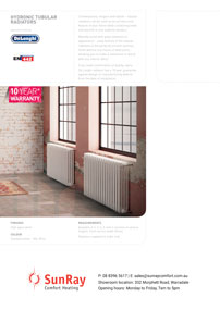 Front cover of Delonghi steel panel tubular radiator heating brochure offered by Sunray